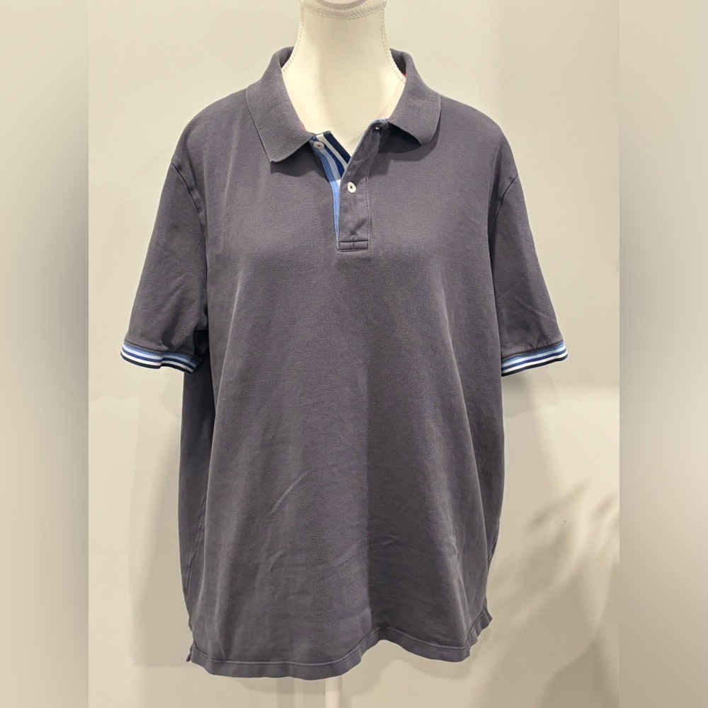 Boden pique cotton polo shirt in gray striped trim XXL Outdoors Vacations Beach